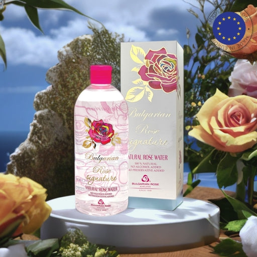 Close-up of Aromatherapy Nature Rose Water revitalizing and moisturising the skin with fresh rose essence